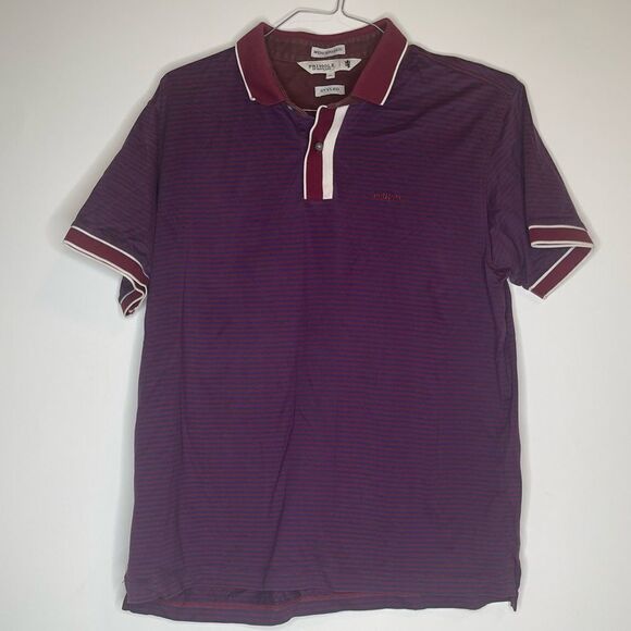 Pringle of Scotland Maroon-Navy-White Striped Luxury Polo in Size XL - Picture 3 of 6